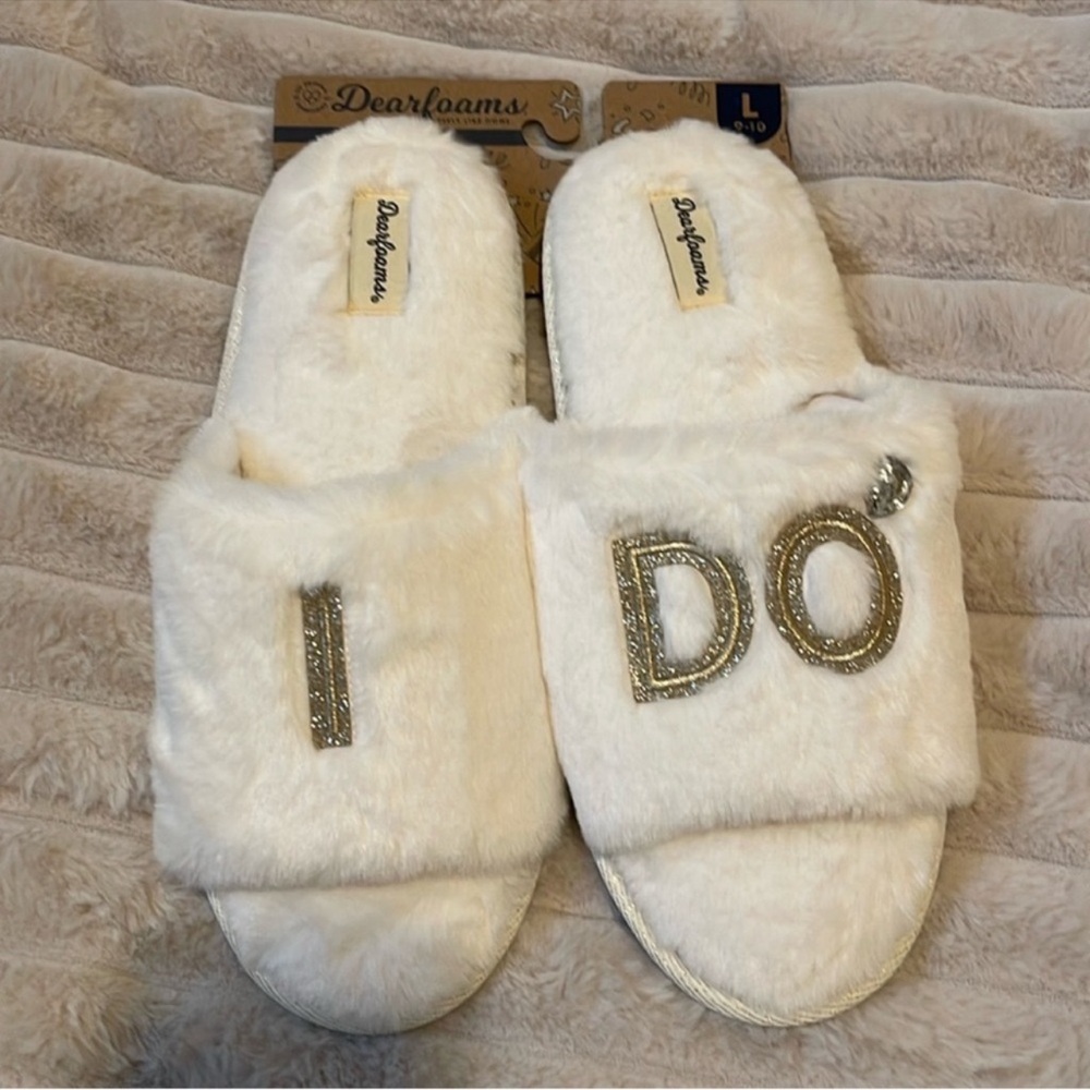 Dearfoam “I Do” bridal slippers s Large 8/9
